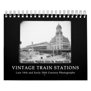 ヴィンテージ列車の駅写真1890～1900年代 カレンダー