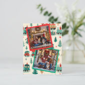 ヴィンテージ列車の2枚写真テンプレート クリスマス (スタンド正面)