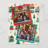 ヴィンテージ列車の2枚写真テンプレート クリスマス (正面)