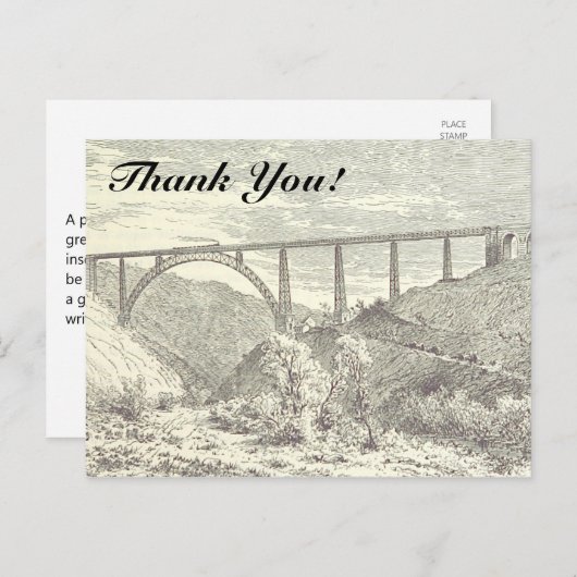 ヴィンテージ列車は橋の上で、"ありがとう！ ポストカード (正面/裏面)