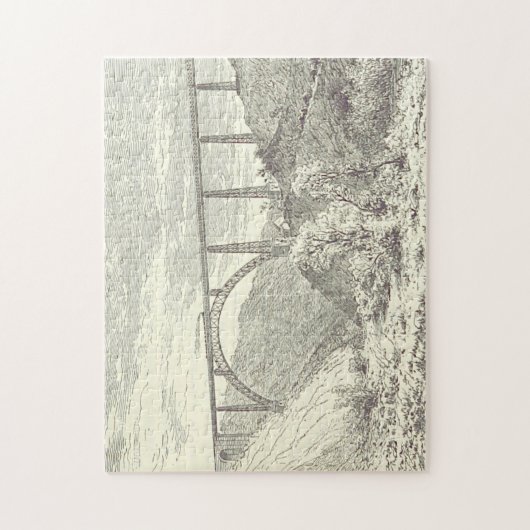 ヴィンテージ列車を利用した鉄道橋のパズル ジグソーパズル (縦)