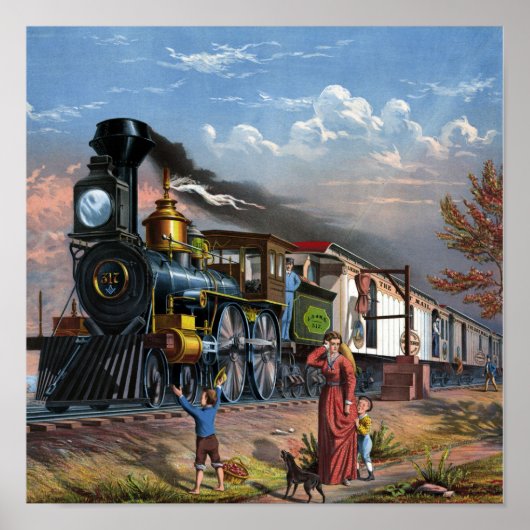 ヴィンテージ列車イラストレーションポスター ポスター (正面)