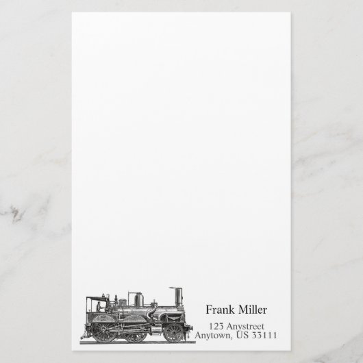 ヴィンテージ列車エンジパーソナライズされたン 便箋 (正面)