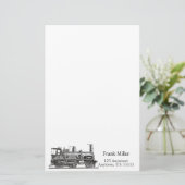 ヴィンテージ列車エンジパーソナライズされたン 便箋 (スタンド正面)