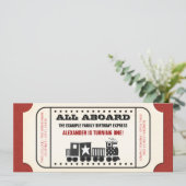 ヴィンテージ列車チケットの誕生日パーティー 招待状 (スタンド正面)