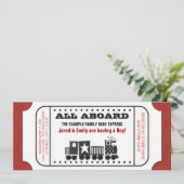 ヴィンテージ列車チケットベビーシャワー招待状 招待状 (スタンド正面)