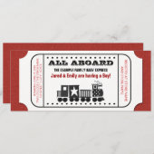 ヴィンテージ列車チケットベビーシャワー招待状 招待状 (正面/裏面)