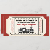 ヴィンテージ列車チケットベビーシャワー 招待状 (正面/裏面)