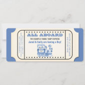 ヴィンテージ列車チケット男の赤ちゃんシャワー 招待状 (正面)