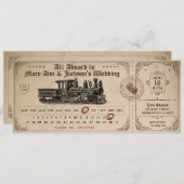 ヴィンテージ列車チケット結婚式招待状 招待状 (正面/裏面)