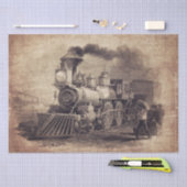 ヴィンテージ列車ティッシュペーパーデコページ工芸品 薄葉紙 (クラフト)