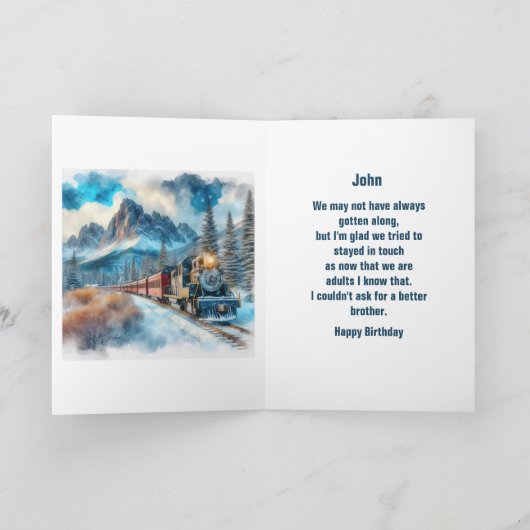 ヴィンテージ列車ハッピーバースデー折りグリーティングカード カード (内部)