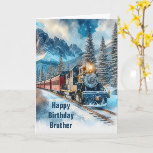 ヴィンテージ列車ハッピーバースデー折りグリーティングカード カード (黄色い花)