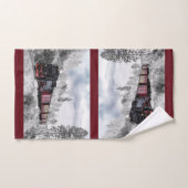 ヴィンテージ列車旅行が冬の風景を通る バスタオルセット (ハンドタオル)