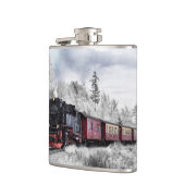 ヴィンテージ列車旅行が冬の風景を通る フラスク (左)