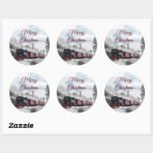 ヴィンテージ列車旅行が冬の風景を通る ラウンドシール (シート)