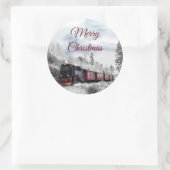 ヴィンテージ列車旅行が冬の風景を通る ラウンドシール (バッグ)