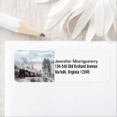 ヴィンテージ列車旅行が冬の風景を通る ラベル (インサイチュ)