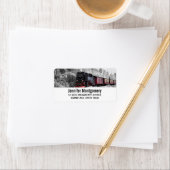 ヴィンテージ列車旅行が冬の風景を通る ラベル (インサイチュ)