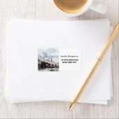 ヴィンテージ列車旅行が冬の風景を通る ラベル (インサイチュ)