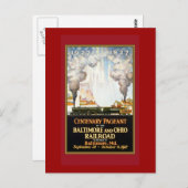 ヴィンテージ列車旅行ポスターアート ポストカード (正面/裏面)