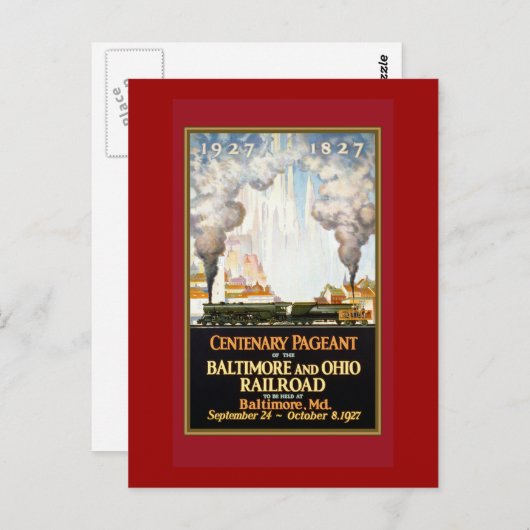 ヴィンテージ列車旅行ポスターアート ポストカード (正面/裏面)