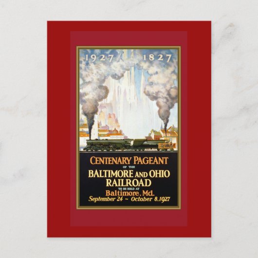 ヴィンテージ列車旅行ポスターアート ポストカード (正面)