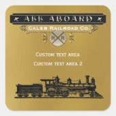 ヴィンテージ列車機関車の蒸気パーティーシール スクエアシール (正面)