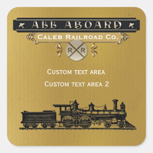 ヴィンテージ列車機関車の蒸気パーティーシール スクエアシール (正面)