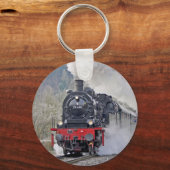 ヴィンテージ列車蒸気機関車の写真 キーホルダー (正面)
