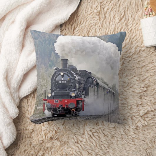 ヴィンテージ列車蒸気機関車の写真 クッション (ブランケット)