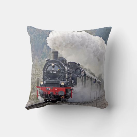 ヴィンテージ列車蒸気機関車の写真 クッション (裏面)
