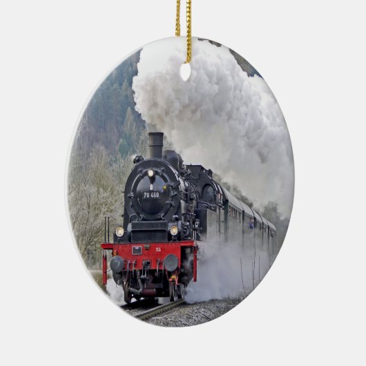 ヴィンテージ列車蒸気機関車の写真 セラミックオーナメント (右)