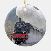 ヴィンテージ列車蒸気機関車の写真 セラミックオーナメント (裏面)