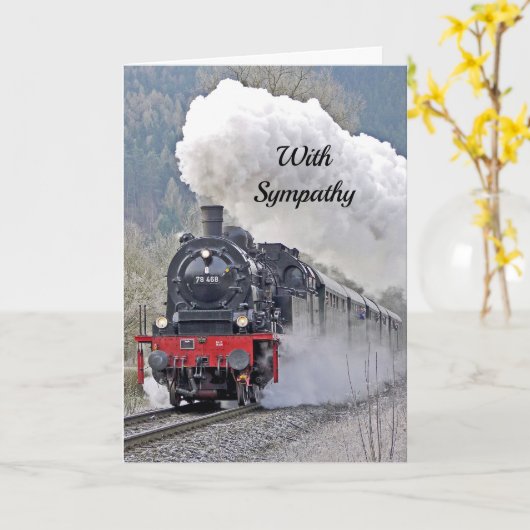 ヴィンテージ列車蒸気機関車フォト悔やみや弔慰 カード (黄色い花)