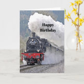 ヴィンテージ列車蒸気機関車写真誕生日 カード (黄色い花)