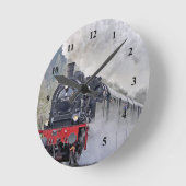 ヴィンテージ列車蒸気機関車写真 ラウンド壁時計 (傾斜)