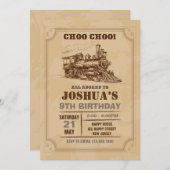 ヴィンテージ列車誕生日招待状 招待状 (正面/裏面)