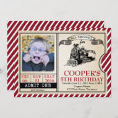 ヴィンテージ列車誕生日招待状 招待状 (正面/裏面)