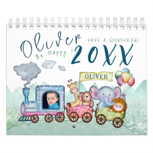 ヴィンテージ列車輸送誕生日水彩写真 カレンダー (カバー)