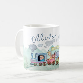 ヴィンテージ列車輸送誕生日水彩写真 コーヒーマグカップ