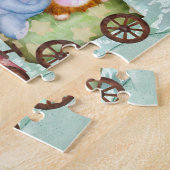 ヴィンテージ列車輸送誕生日水彩写真 ジグソーパズル (側面)