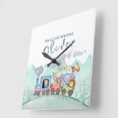 ヴィンテージ列車輸送誕生日水彩写真 スクエア壁時計 (傾斜)