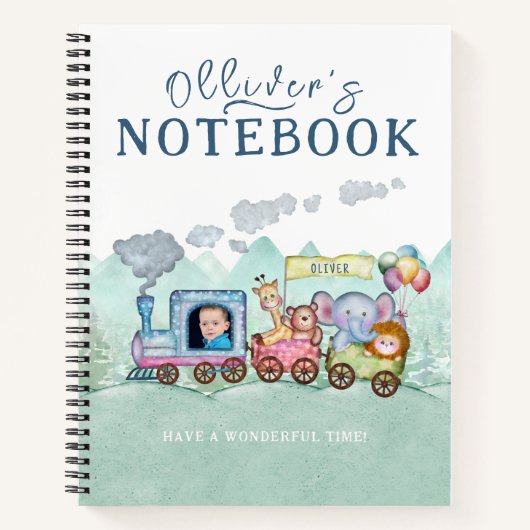 ヴィンテージ列車輸送誕生日水彩写真 ノートブック (正面)