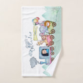 ヴィンテージ列車輸送誕生日水彩写真 バスタオルセット (ハンドタオル)