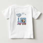 ヴィンテージ列車輸送誕生日水彩写真 ベビーTシャツ (裏面)