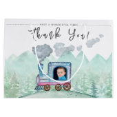 ヴィンテージ列車輸送誕生日水彩写真 ラージペーパーバッグ (裏面)