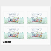 ヴィンテージ列車輸送誕生日水彩写真 長方形シール (シート)