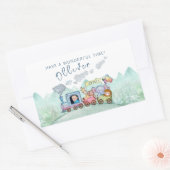 ヴィンテージ列車輸送誕生日水彩写真 長方形シール (封筒)