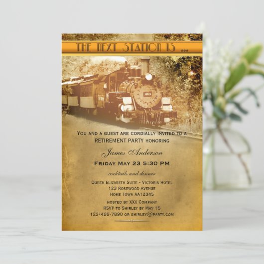 ヴィンテージ列車退職パーティの招待状 招待状 (スタンド正面)